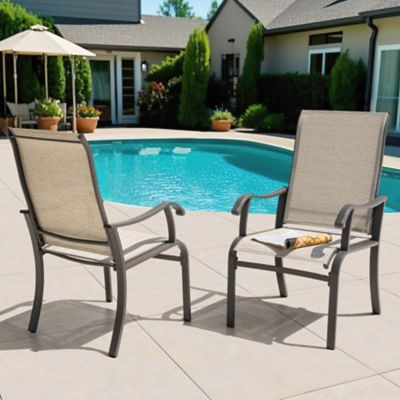 Image showing  Outdoor Textilene Patio Dining Chairs, Gray