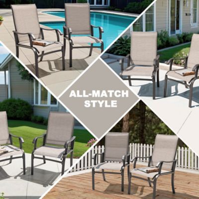 Image showing 8 th Nuu Garden Outdoor Textilene Patio Dining Chairs, Gray