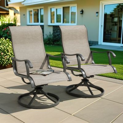Image showing  Outdoor Textilene Patio Swivel Dining Chairs, Gray