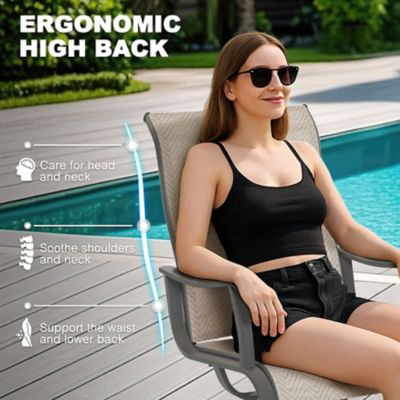 Image showing 8 th Nuu Garden Outdoor Textilene Patio Swivel Dining Chairs, Gray