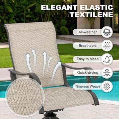 Image showing 9 th Nuu Garden Outdoor Textilene Patio Swivel Dining Chairs, Gray