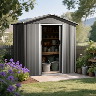 Image showing  6 x 4ft. Outdoor Metal Storage Shed Tool Room, Gray