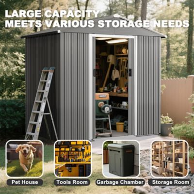 Image showing  6 x 4ft. Outdoor Metal Storage Shed Tool Room, Gray