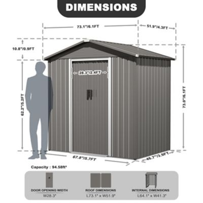 Image showing 5 th Nuu Garden 6 x 4ft. Outdoor Metal Storage Shed Tool Room, Gray