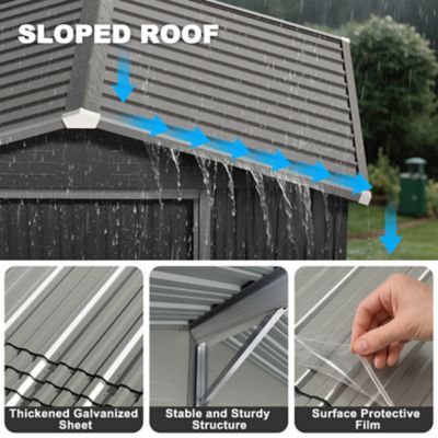 Image showing 7 th Nuu Garden 6 x 4ft. Outdoor Metal Storage Shed Tool Room, Gray