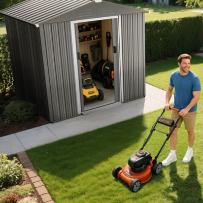 Image showing 9 th Nuu Garden 6 x 4ft. Outdoor Metal Storage Shed Tool Room, Gray