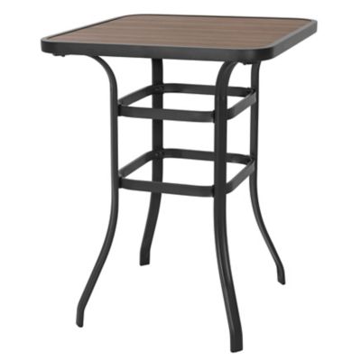 Image showing  Outdoor 31 in. Square Iron Table with Plastic Wood Tabletop