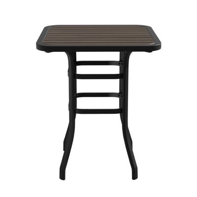Image showing  Outdoor 31 in. Square Iron Table with Plastic Wood Tabletop