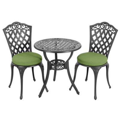 Image showing  3 pc. Cast Aluminum Bistro Set with Green Cushions