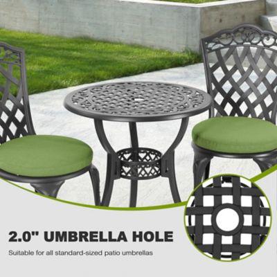 Image showing  3 pc. Cast Aluminum Bistro Set with Green Cushions