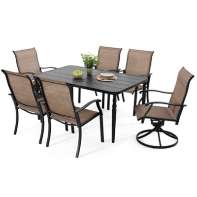 Image showing  7 pc. Patio Dining Set, Textilene Chairs and Metal Table