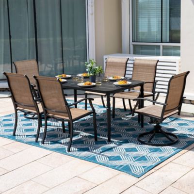 Image showing  7 pc. Patio Dining Set, Textilene Chairs and Metal Table