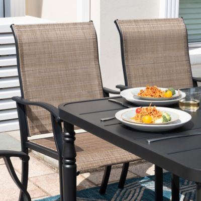 Image showing  7 pc. Patio Dining Set, Textilene Chairs and Metal Table