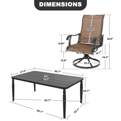 Image showing 5 th Nuu Garden 7 pc. Patio Textilene Swivel Dining Set with Umbrella Hole
