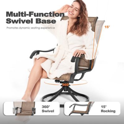 Image showing 7 th Nuu Garden 7 pc. Patio Textilene Swivel Dining Set with Umbrella Hole