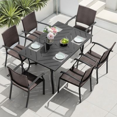 Nuu Garden 7 pc. Outdoor Rattan Metal Dining Set