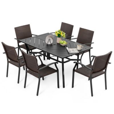 Image showing  7 pc. Outdoor Rattan Metal Dining Set