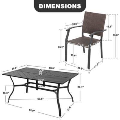 Image showing 5 th Nuu Garden 7 pc. Outdoor Rattan Metal Dining Set