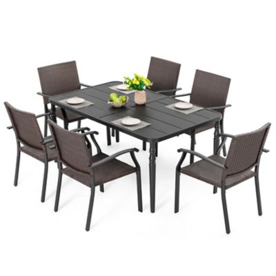 Image showing  5 pc. Patio Dining Set With Rattan Chairs