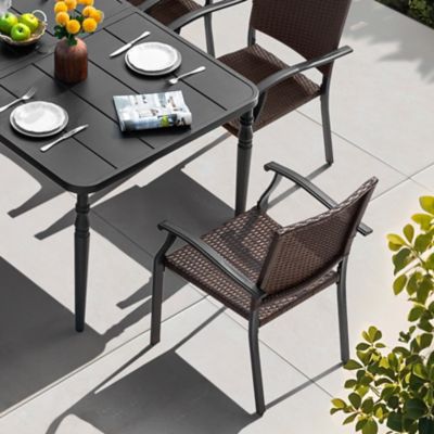 Image showing  5 pc. Patio Dining Set With Rattan Chairs