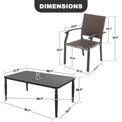 Image showing  5 pc. Patio Dining Set With Rattan Chairs