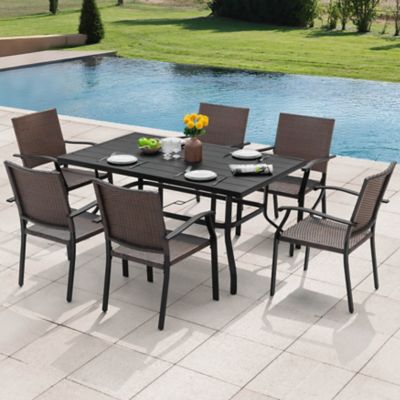 Nuu Garden 7 pc. Patio Dining Set With Rattan Chairs