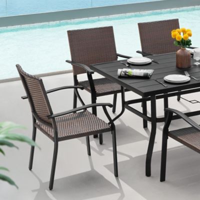 Image showing  7 pc. Patio Dining Set With Rattan Chairs