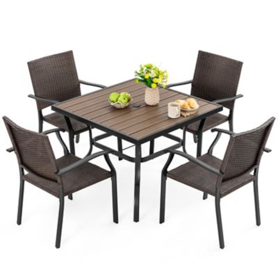 Image showing  5 pc. Outdoor Dining Set with Rattan Chairs, SD1542-T502
