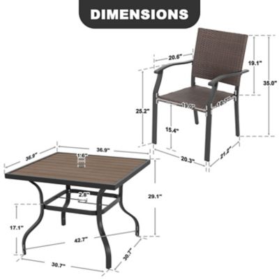 Image showing  5 pc. Outdoor Dining Set with Rattan Chairs, SD1542-T502