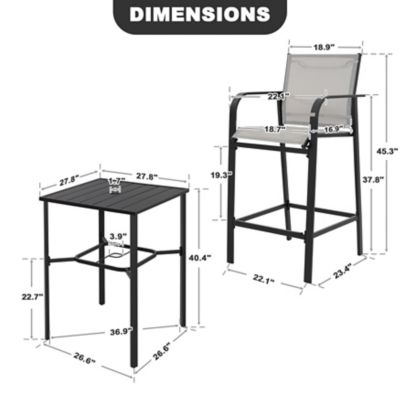 Image showing 5 th Nuu Garden 5 pc. Outdoor Bar Set with Iron Table, SIB1392-H1012