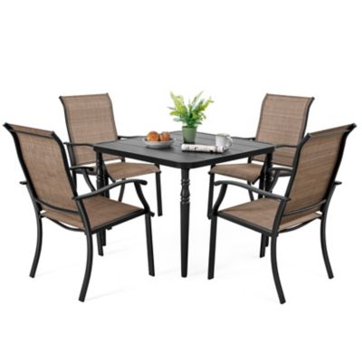 Image showing  5 pc. Square Dining Set with Textilene Chairs