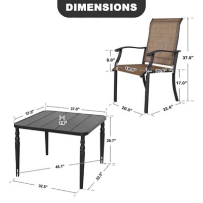 Image showing 5 th Nuu Garden 5 pc. Square Dining Set with Textilene Chairs