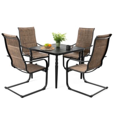 Image showing  5 pc. Dining Set With C-Spring Textilene Chairs