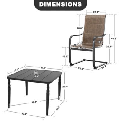 Image showing 5 th Nuu Garden 5 pc. Dining Set With C-Spring Textilene Chairs