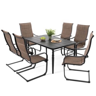 Image showing  7 pc. Dining Set With C-Spring Textilene Chairs