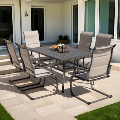 Image showing  7 pc. Outdoor Patio Dining Sets, Breathable Textilene