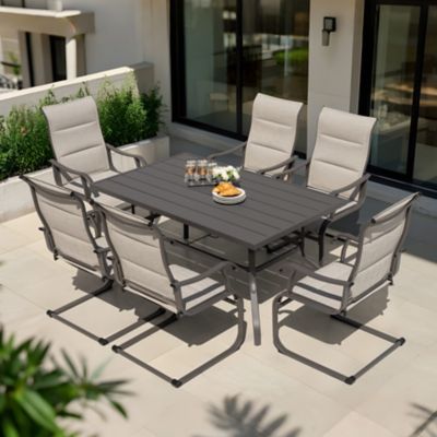 Image showing  7 pc. Outdoor Patio Dining Sets, Breathable Textilene