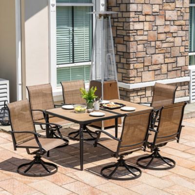 Image showing  7 pc. Outdoor Dining Set With Swivel Chairs