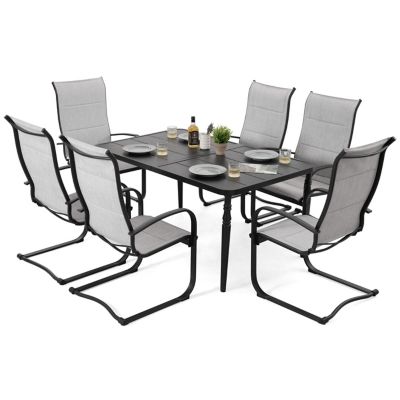 Image showing  7 pc. Iron Dining Set with Umbrella Hole