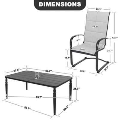 Image showing  7 pc. Iron Dining Set with Umbrella Hole