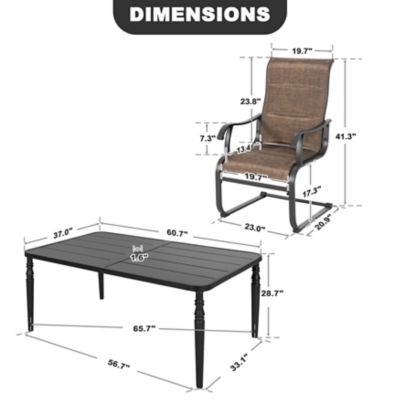 Image showing 5 th Nuu Garden 7 pc. Metal Dining Set with Slatted Tabletop