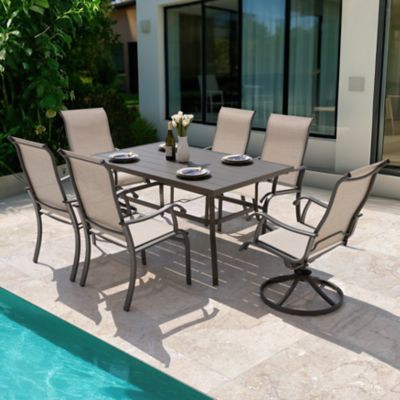Image showing  7 pc. Outdoor Dining Set, Gray