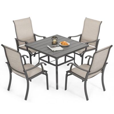 Image showing  5 pc. Outdoor Dining Set with Textilene Chairs, Gray