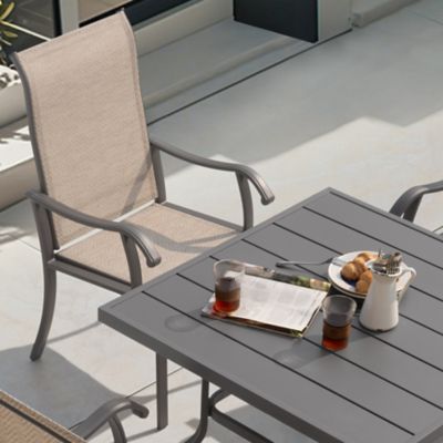 Image showing  5 pc. Outdoor Dining Set with Textilene Chairs, Gray