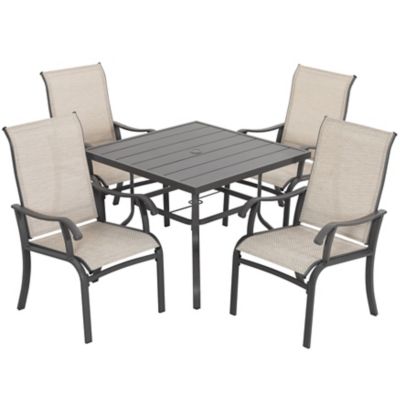 Image showing  5 pc. Outdoor Dining Set with Textilene Chairs, Gray