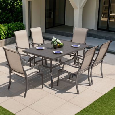 Image showing  7 pc. Outdoor Dining Set with Textilene Chairs, Gray