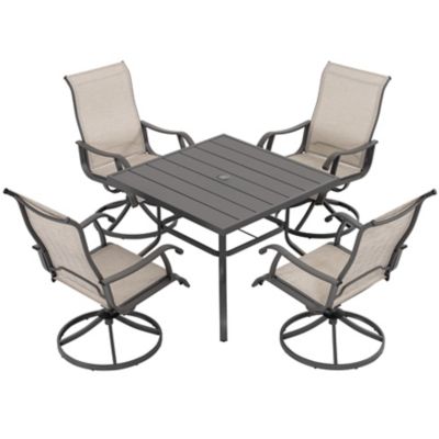 Image showing  5 pc. Outdoor Dining Set with Swivel Chairs, Gray