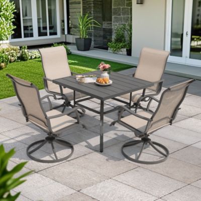 Image showing  5 pc. Outdoor Dining Set with Swivel Chairs, Gray
