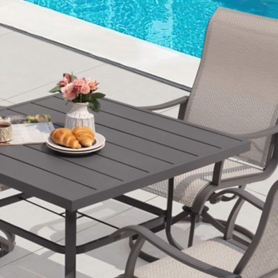 Image showing  5 pc. Outdoor Dining Set with Swivel Chairs, Gray