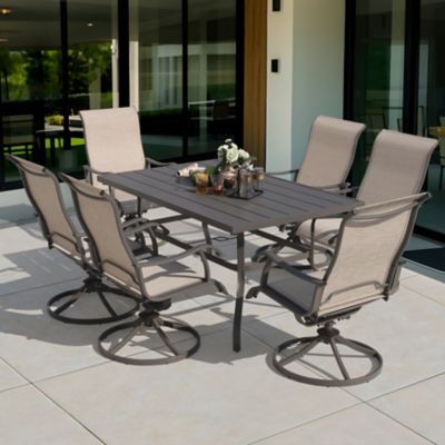 Image showing  7 pc. Outdoor Dining Set with Swivel Chairs, Gray